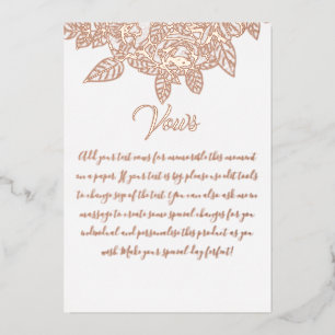 Elegant Floral Botaniqe Gold Foil Wedding Vows
