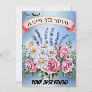 Elegant Floral Bouquet Birthday Invitation 