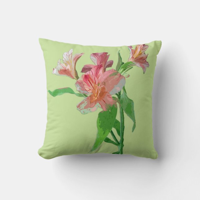 Elegant Floral Bouquet Cotton Throw Pillow (Front)