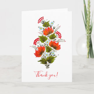 Elegant Floral Bouquet Folk Art Thank You Card