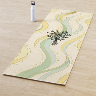 Elegant Floral Bouquet Line Art Yoga Mat