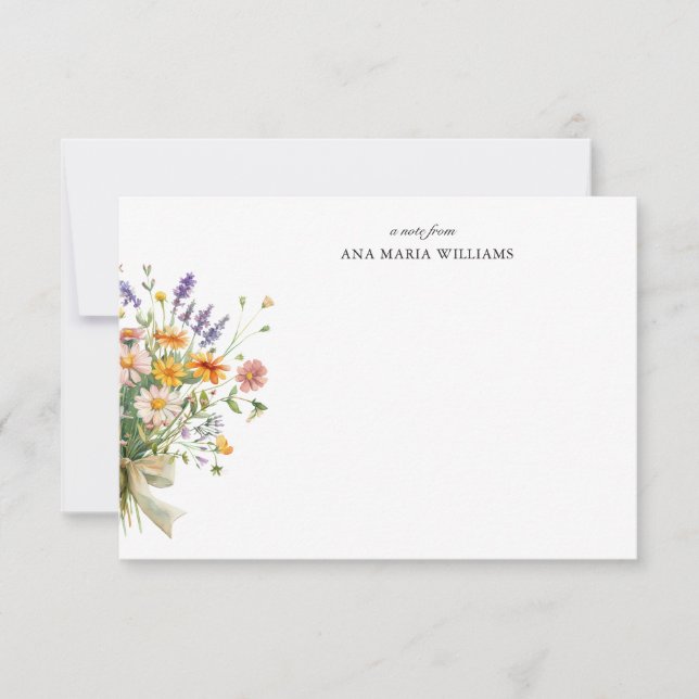 Elegant Floral Bouquet Note Card (Front)