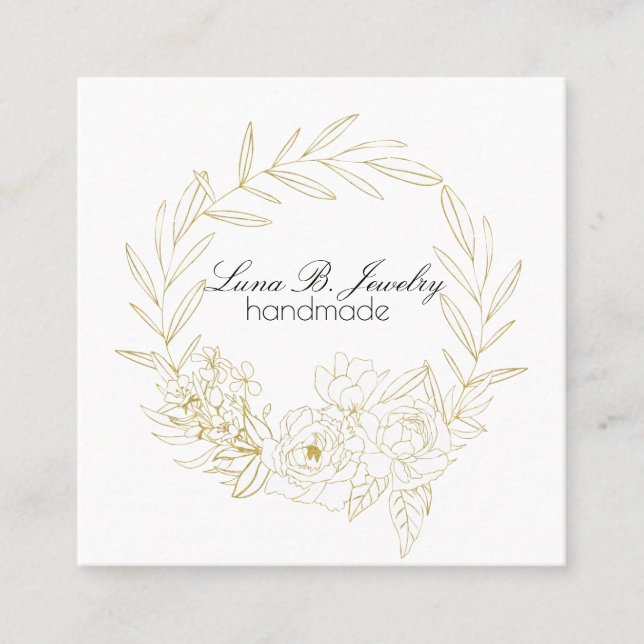 Elegant Floral Bouquet round frame Square Card (Front)