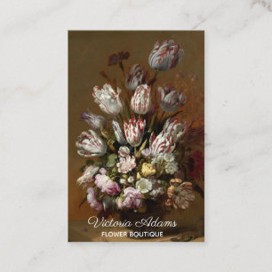 Elegant Floral Bouquet - Vintage Dutch Fine Art Business Card