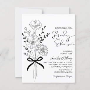 elegant floral bouquet wildflowers baby shower invitation