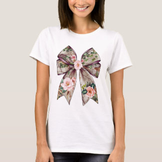 Elegant Floral Bow Design - Romantic Nature-Inspir T-Shirt