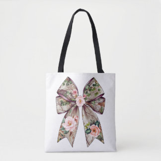 Elegant Floral Bow Design - Romantic Nature-Inspir Tote Bag