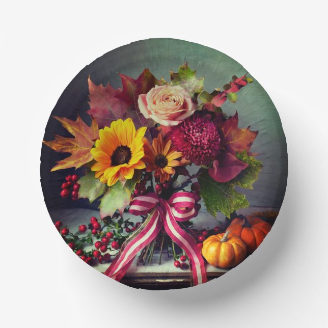Elegant Floral Bowl, 7" Paper Bowl Plate (Front)