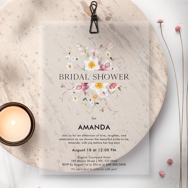 Elegant Floral Bridal Shower  Acrylic Invitations (Creator Uploaded)
