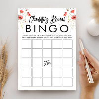 Elegant Floral Bridal Shower Bingo Game Card