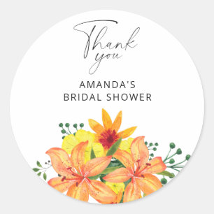 Elegant floral bridal shower classic round sticker