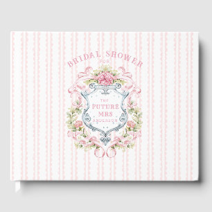 Elegant Floral Bridal Shower Crest Guest Book