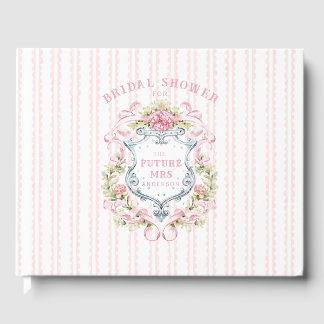 Elegant Floral Bridal Shower Crest Guest Book