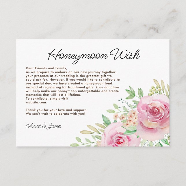 Elegant Floral Bridal Shower Enclosure Card (Front)