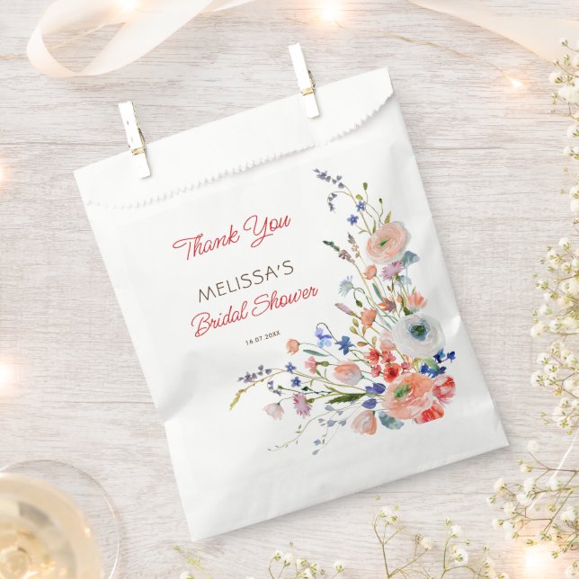 Elegant Floral Bridal Shower Favour Bags (Clipped)