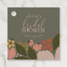 Elegant Floral Bridal Shower Favour Tag