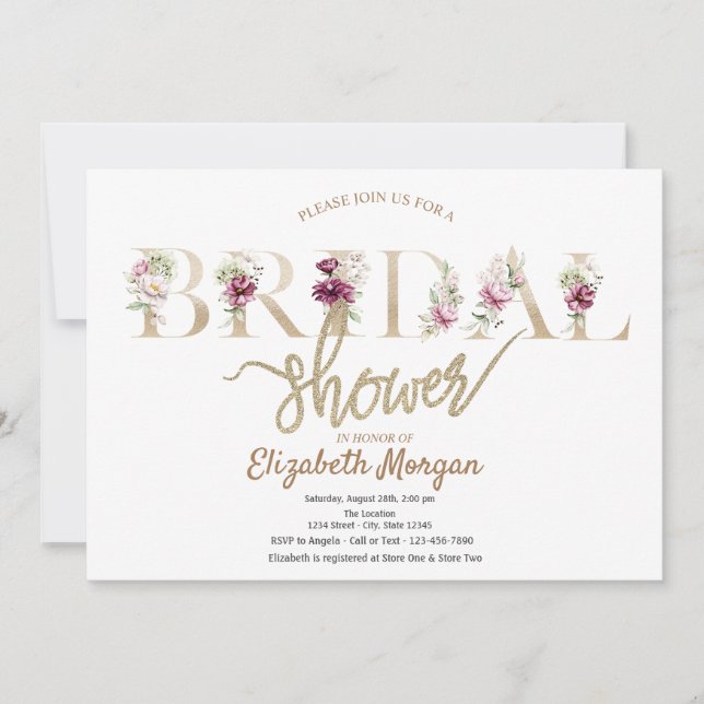 Elegant Floral Bridal Shower Invitation (Front)