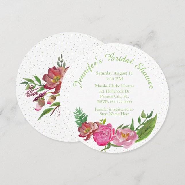 Elegant Floral Bridal Shower Invitation (Front/Back)