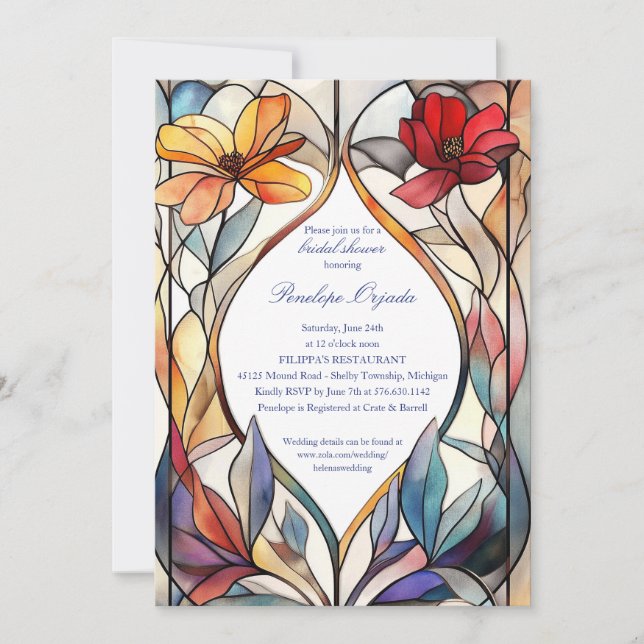 Elegant Floral Bridal Shower Invitation (Front)