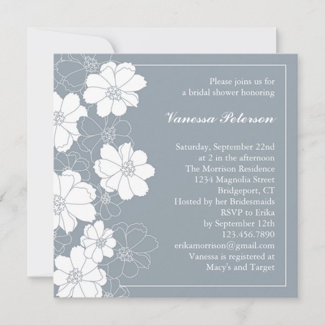 Elegant Floral Bridal Shower Invitation (Front)