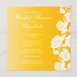 Elegant Floral Bridal Shower Invitation Yellow