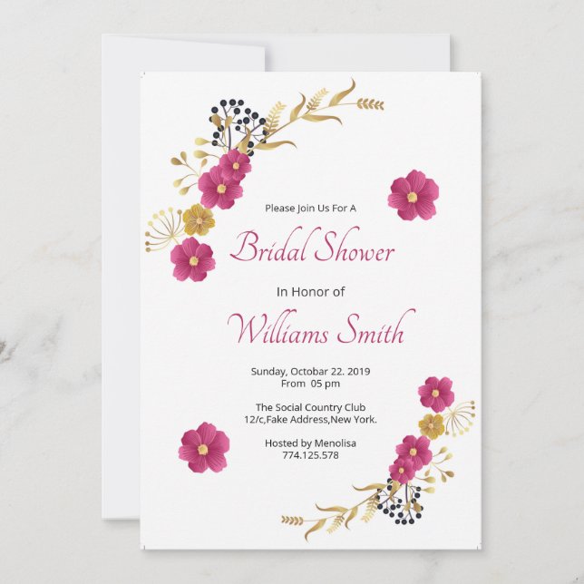 Elegant Floral Bridal Shower Invitaton Invitation (Front)