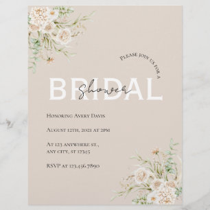 Elegant Floral Bridal Shower Letterhead