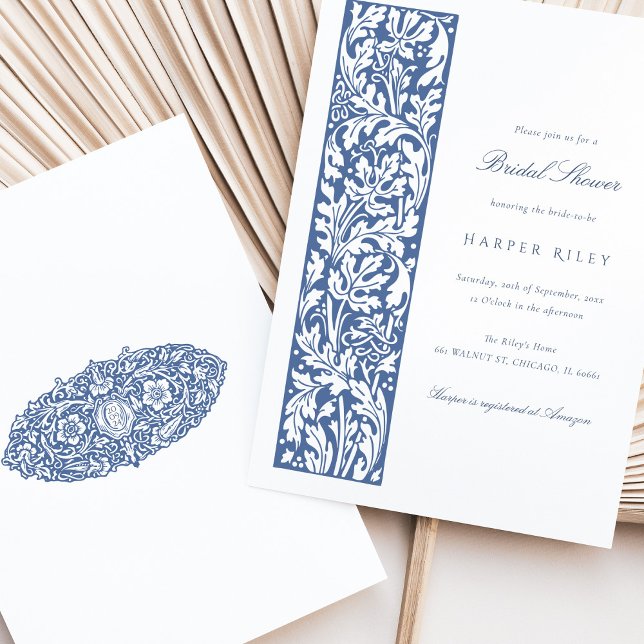 Elegant Floral Bridal Shower Olive Cream Invitation (Creator Uploaded)