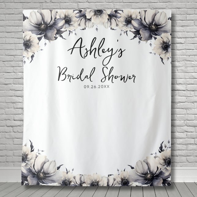 Elegant Floral Bridal Shower Photo Backdrop Tapestry (Elegant Floral Bridal Shower Photo Backdrop)