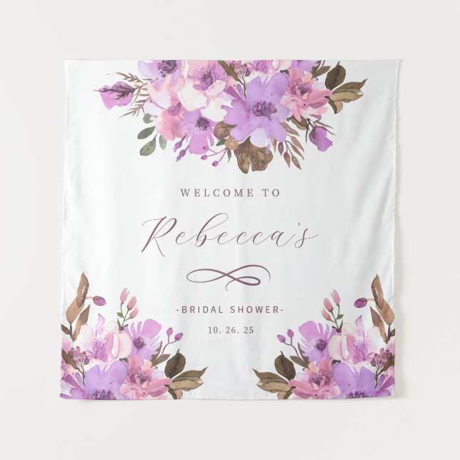 Elegant Floral Bridal Shower Tapestry (Front)