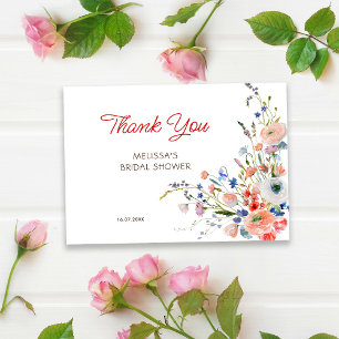 Elegant Floral Bridal Shower Thank You Card