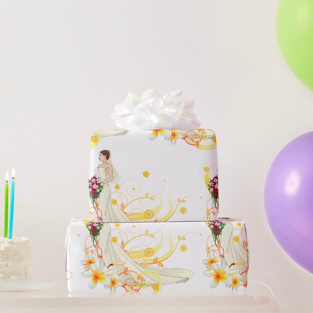 Elegant Floral Bride Romantic Wedding Design  Wrapping Paper (Creator Uploaded)