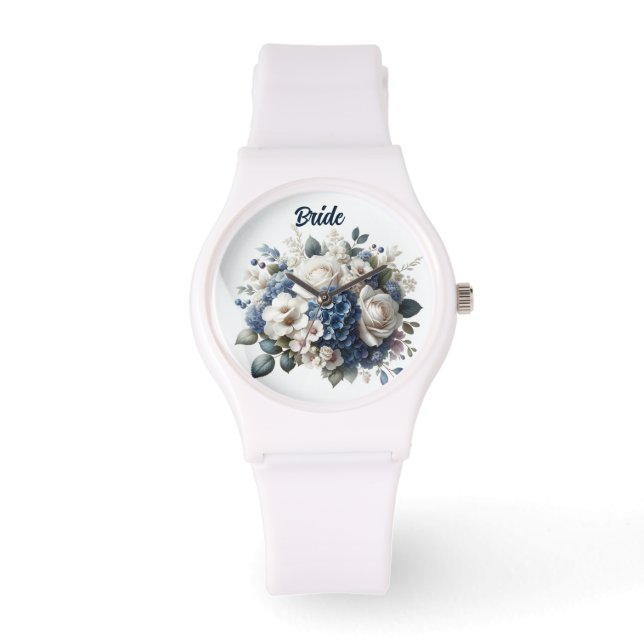 Elegant Floral Bride Watch - Wedding Day (Front)