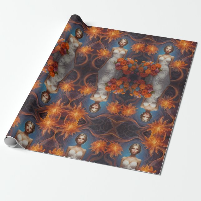 Elegant Floral Bride Wedding Collection  Wrapping Paper (Unrolled)
