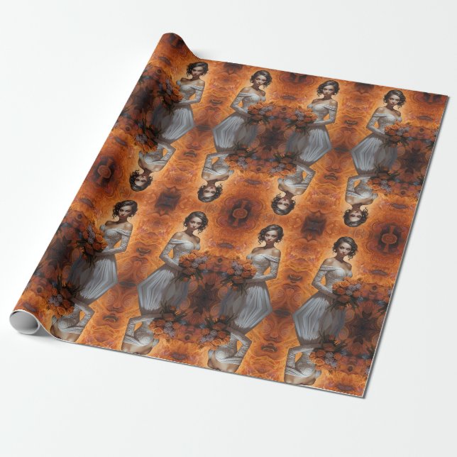 Elegant Floral Bride Wedding Collection  Wrapping Paper (Unrolled)