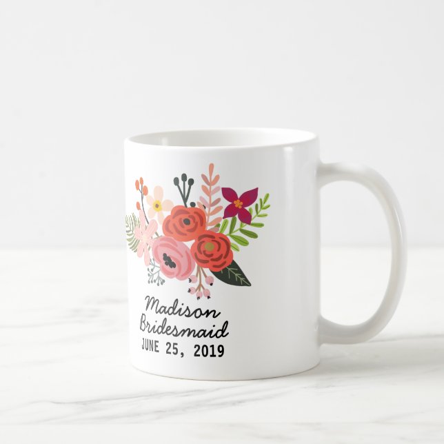 Elegant Floral Bridesmaid Coffee Mug (Right)