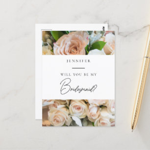 Elegant floral Bridesmaid Proposal Postcard