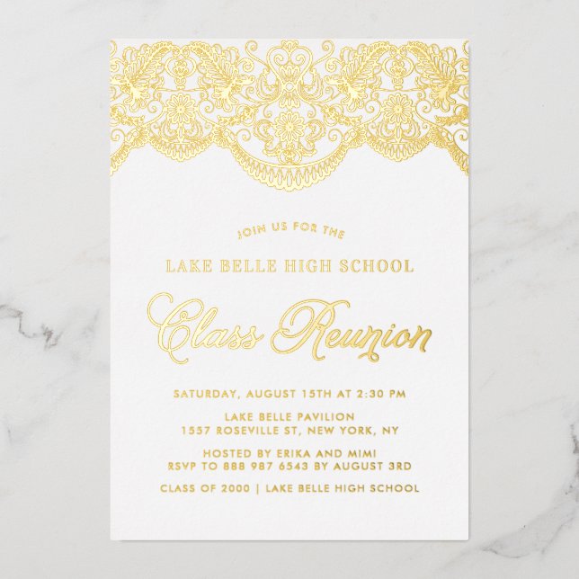 Elegant Floral Brocade Lace Class Reunion (Front)