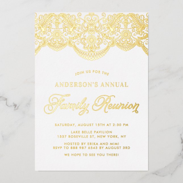 Elegant Floral Brocade Lace Family Reunion (Front)