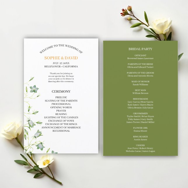 Elegant Floral  Budget Wedding Program (Creator Uploaded)