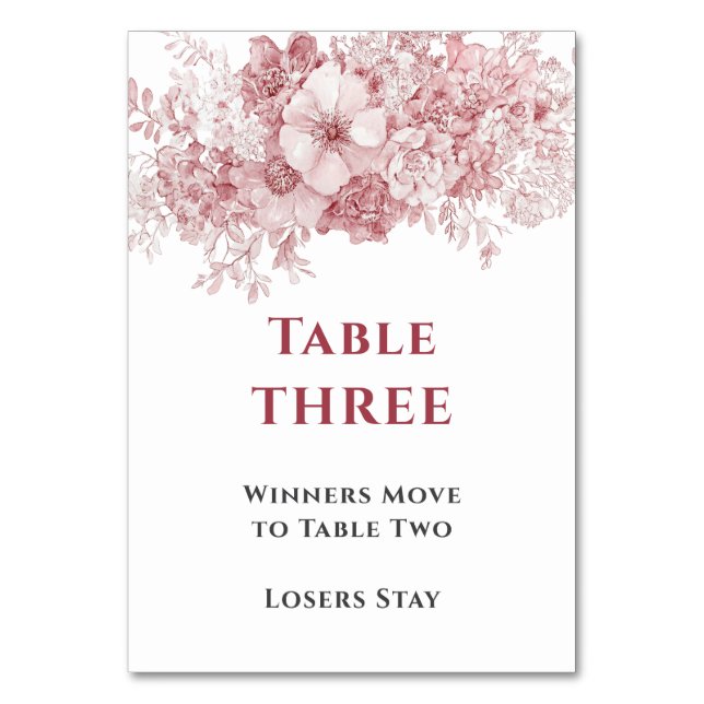 Elegant Floral Bunco Table Three Number (Front)