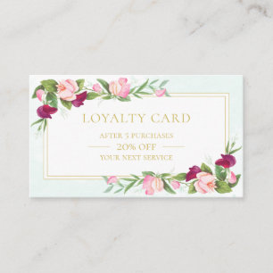Elegant Floral Burgundy Pink Sweet Pea Vintage Loyalty Card