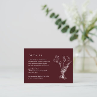 Elegant Floral Burgundy Wedding Details Card