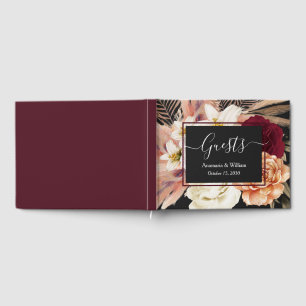 Elegant Floral Burgundy Wedding Guest Book
