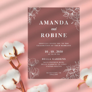 Elegant Floral Burgundy Wedding Invitation