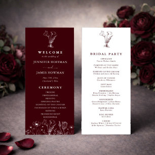 Elegant Floral Burgundy Wedding Programme