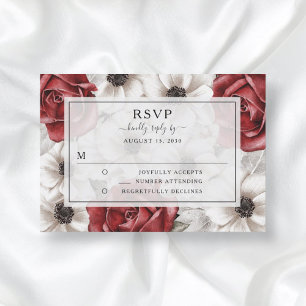 Elegant Floral Burgundy Wedding RSVP Invitation