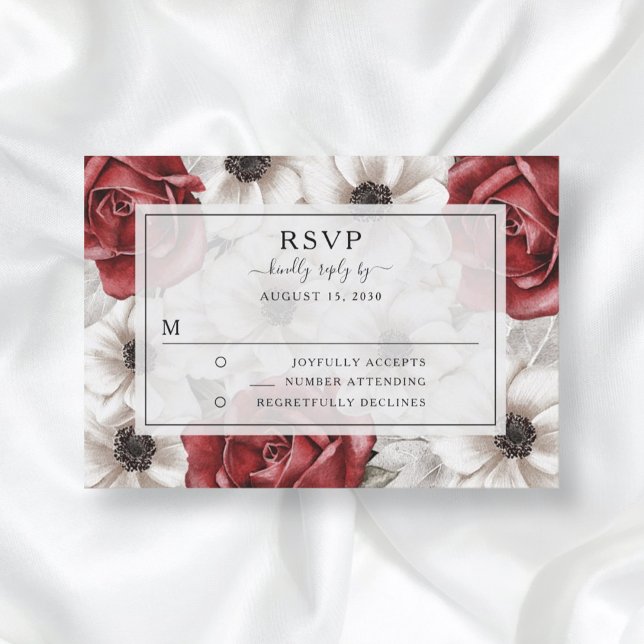 Elegant Floral Burgundy Wedding RSVP Invitation (Creator Uploaded)