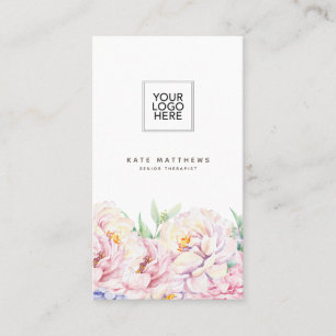 Elegant Floral Business Card with QR code 