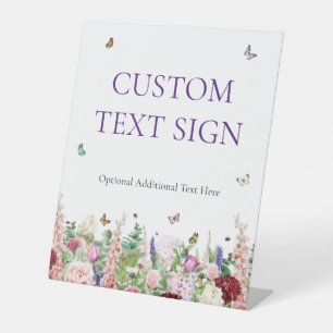 Elegant Floral & Butterflies Bridal Shower Pedestal Sign